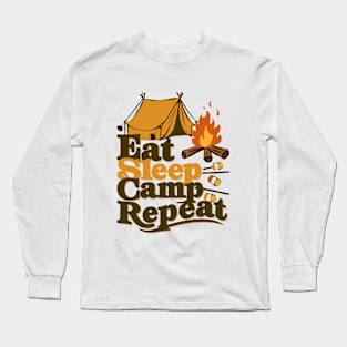 Eat Sleep Camp Repeat. Vintage Long Sleeve T-Shirt